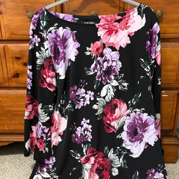 dressbarn Dresses & Skirts - Dressbarn Black Dress with Pink and Purple Floral Design